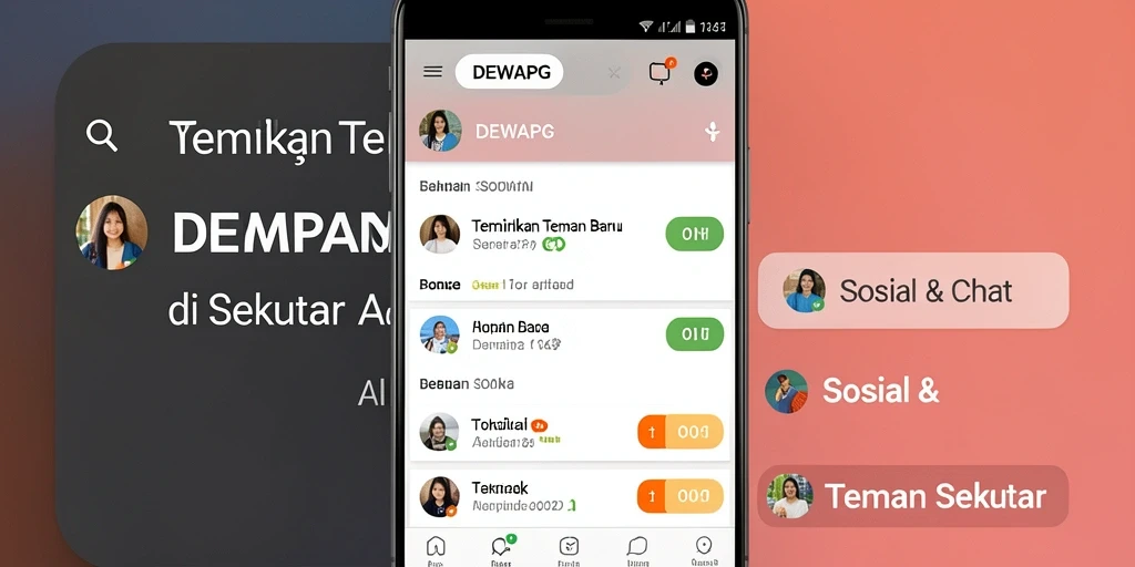 Tampilan antarmuka DEWAPG yang ramah pengguna untuk mencari teman baru.