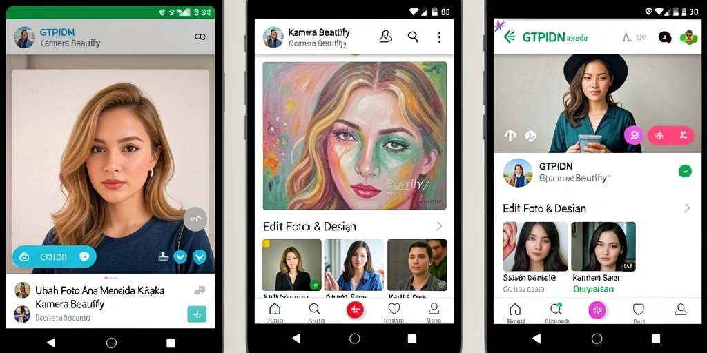 Antarmuka GTPIDN menampilkan fitur Kamera Beautify yang mudah digunakan.