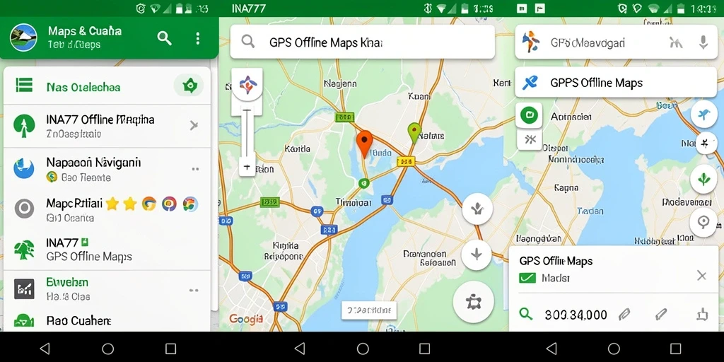 Antarmuka INA777 yang sederhana dan fungsional untuk GPS Offline Maps.