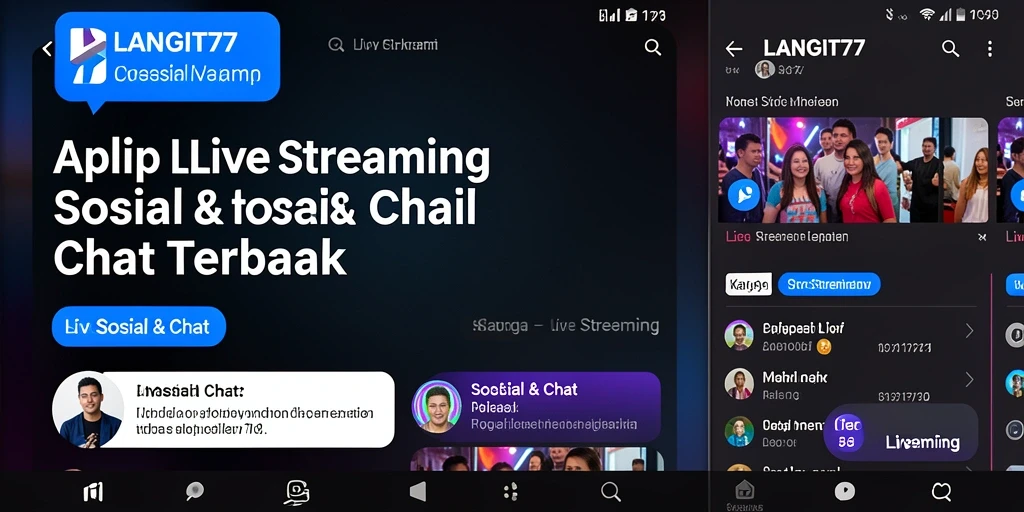 Tampilan antarmuka LANGIT77 saat Live Streaming dengan fitur chat aktif.