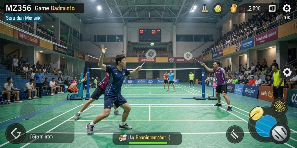 Antarmuka MZ356 dengan fitur bermain badminton yang menarik.