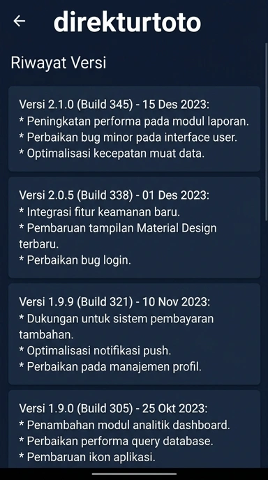 Riwayat Versi Aplikasi direkturtoto untuk Android